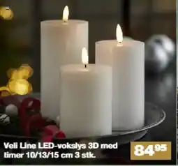 Bauhaus Veli Line LED-vokslys 3D med timer 10/13/15 cm tilbud