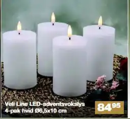 Bauhaus Veli Line LED-adventsvokslys 4-pak hvid Ø6,5x10 cm tilbud