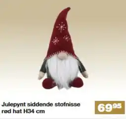 Bauhaus Julepynt siddende stofnisse rød hat H34 cm tilbud