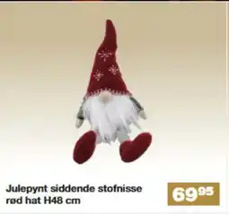 Bauhaus Julepynt siddende stofnisse rød hat H48 cm tilbud
