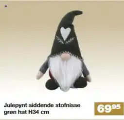 Bauhaus Julepynt siddende stofnisse grøn hat H34 cm tilbud