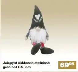 Bauhaus Julepynt siddende stofnisse grøn hat H48 cm tilbud