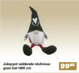 Bauhaus Julepynt siddende stofnisse grøn hat H69 cm tilbud