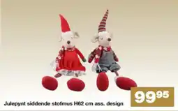 Bauhaus Julepynt siddende stofmus H62 cm ass. design tilbud