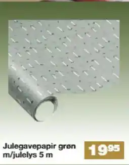 Bauhaus Julegavepapir grøn m/julelys tilbud