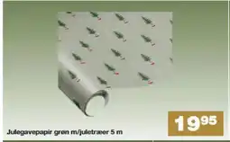 Bauhaus Julegavepapir grøn m/juletræer tilbud