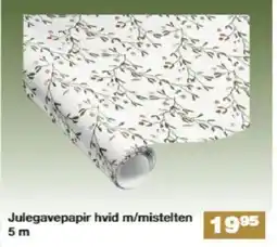 Bauhaus Julegavepapir hvid m/mistelten tilbud