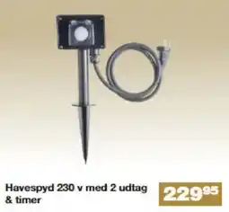 Bauhaus Havespyd 230 v med 2 udtag & timer tilbud