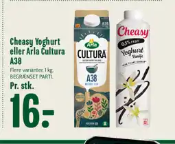 Min Købmand Cheasy Yoghurt eller Arla Cultura A38 tilbud