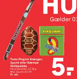 SPAR Toms Pingvin Stænger, Spunk eller Kæmpe Skildpadde tilbud