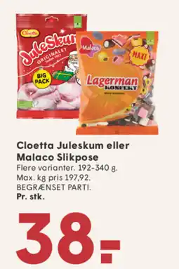 SPAR Cloetta Juleskum eller Malaco Slikpose tilbud