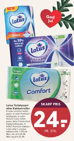SPAR Lotus Toiletpapir eller Køkkenruller tilbud