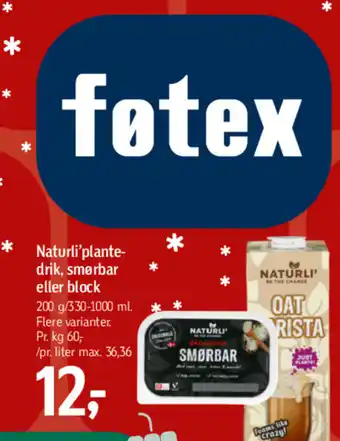 Naturli❜plante- drik, smørbar eller block