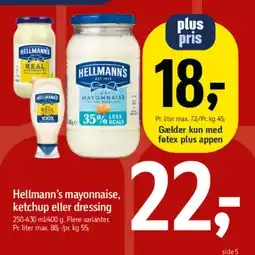 Føtex Hellmann's mayonnaise, ketchup eller dressing tilbud