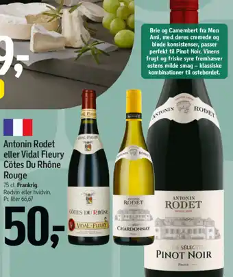 Føtex Antonin Rodet eller Vidal Fleury Cötes Du Rhône Rouge tilbud