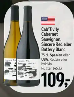 Føtex Cab'Tivity Cabernet Sauvignon, Sincere Red eller Buttery Blanc tilbud