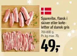 Føtex Spareribs, flæsk i skiver eller kote- letter af dansk gris tilbud