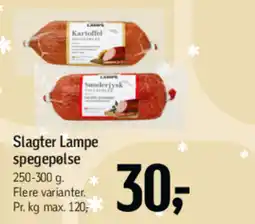 Føtex Slagter Lampe spegepølse tilbud