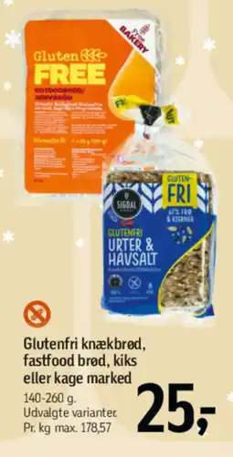 Føtex Glutenfri knækbrød, fastfood brød, kiks eller kage marked tilbud