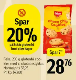 Føtex F.eks. Schär glutenfri cookies med chokoladestykker tilbud