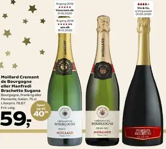 SuperBrugsen Moillard Cremant De Bourgogne Eller Manfredi Brachetto Sugana tilbud