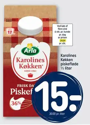 Karolines Køkken piskefløde ½ liter, DKK 15
