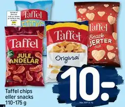 REMA 1000 Taffel chips eller snacks 110-175 g, DKK 10 tilbud