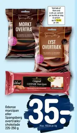 REMA 1000 Odense marcipan eller Spangsberg overtrækschokolade 225-250 g, DKK 35 tilbud