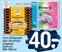 REMA 1000 Toms Skildpadde eller Skumfidus islagkage Dybfrost, DKK 40 tilbud