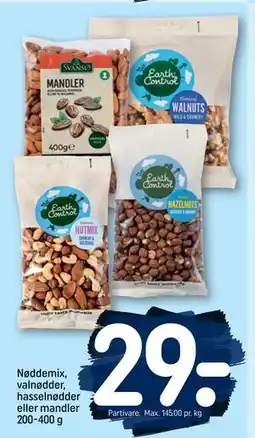 REMA 1000 Nøddemix, valnødder, hasselnødder eller mandler 200-400 g, DKK 29 tilbud