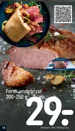 REMA 1000 Fersk andebryst 200-250 g, DKK 29 tilbud