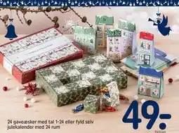 REMA 1000 24 gaveæsker med tal 1-24 eller fyld selv julekalender med 24 rum, DKK 49 tilbud