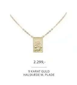 Vibholm 9 KARAT GULD HALSKÆDE M. PLADE, DKK 2299 tilbud