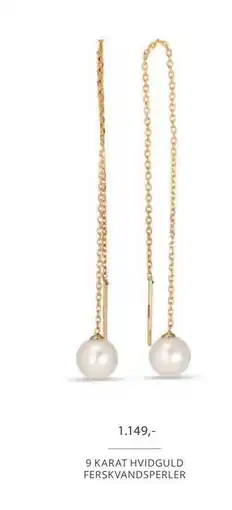 Vibholm 9 KARAT HVIDGULD FERSKVANDSPERLER, DKK 1149 tilbud