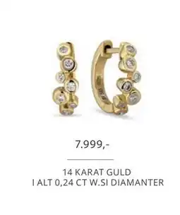 Vibholm 14 KARAT GULD I ALT 0,24 CT W.SI DIAMANTER, DKK 7999 tilbud