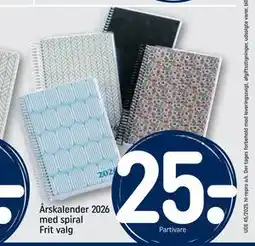 REMA 1000 Årskalender 2026 med spiral Frit valg, DKK 25 tilbud