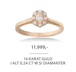 Vibholm 14 KARAT GULD I ALT 0,24 CT W.SI DIAMANTER, DKK 11999 tilbud
