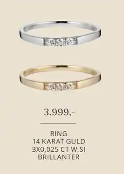 Vibholm RING 14 KARAT GULD 3X0,025 CT W.SI BRILLANTER, DKK 3999 tilbud