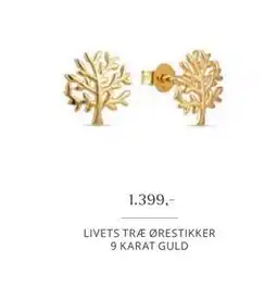 Vibholm LIVETS TRÆ ØRESTIKKER 9 KARAT GULD, DKK 1399 tilbud