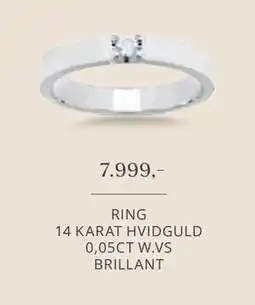 Vibholm RING 14 KARAT HVIDGULD 0,05CT W.VS BRILLANT, DKK 7999 tilbud
