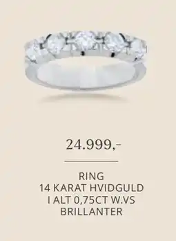 Vibholm RING 14 KARAT HVIDGULD I ALT 0,75CT W.VS BRILLANTER, DKK 24999 tilbud
