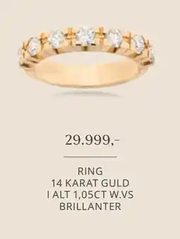 Vibholm RING 14 KARAT GULD I ALT 1,05CT W.VS BRILLANTER, DKK 29999 tilbud