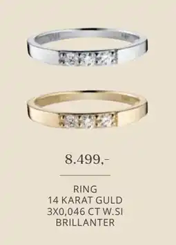 Vibholm RING 14 KARAT GULD 3X0,046 CT W.SI BRILLANTER, DKK 8499 tilbud