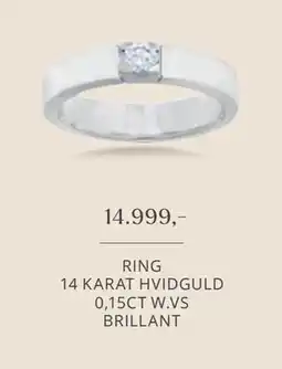 Vibholm RING 14 KARAT HVIDGULD 0,15CT W.VS BRILLANT, DKK 14999 tilbud