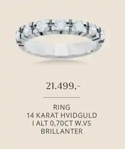 Vibholm RING 14 KARAT HVIDGULD I ALT 0,70CT W.VS BRILLANTER, DKK 21499 tilbud