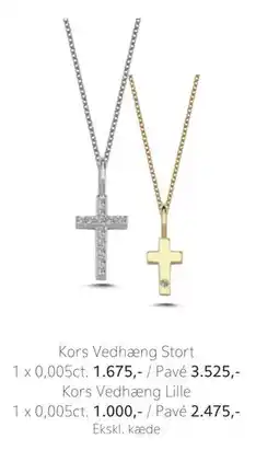 Vibholm Kors Vedhæng Lille 1 x 0,005ct., DKK 1000 tilbud