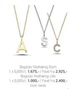 Vibholm Bogstav Vedhæng Lille 1 x 0,005ct., DKK 1000 tilbud