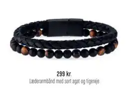 Vibholm Læderarmbånd med sort agat og tigerøje, DKK 299 tilbud