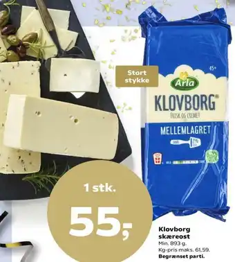 SuperBrugsen Klovborg Skæreost 893g tilbud