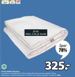 JYSK ROYAL NORDIC fiberdyne, DKK 325 tilbud